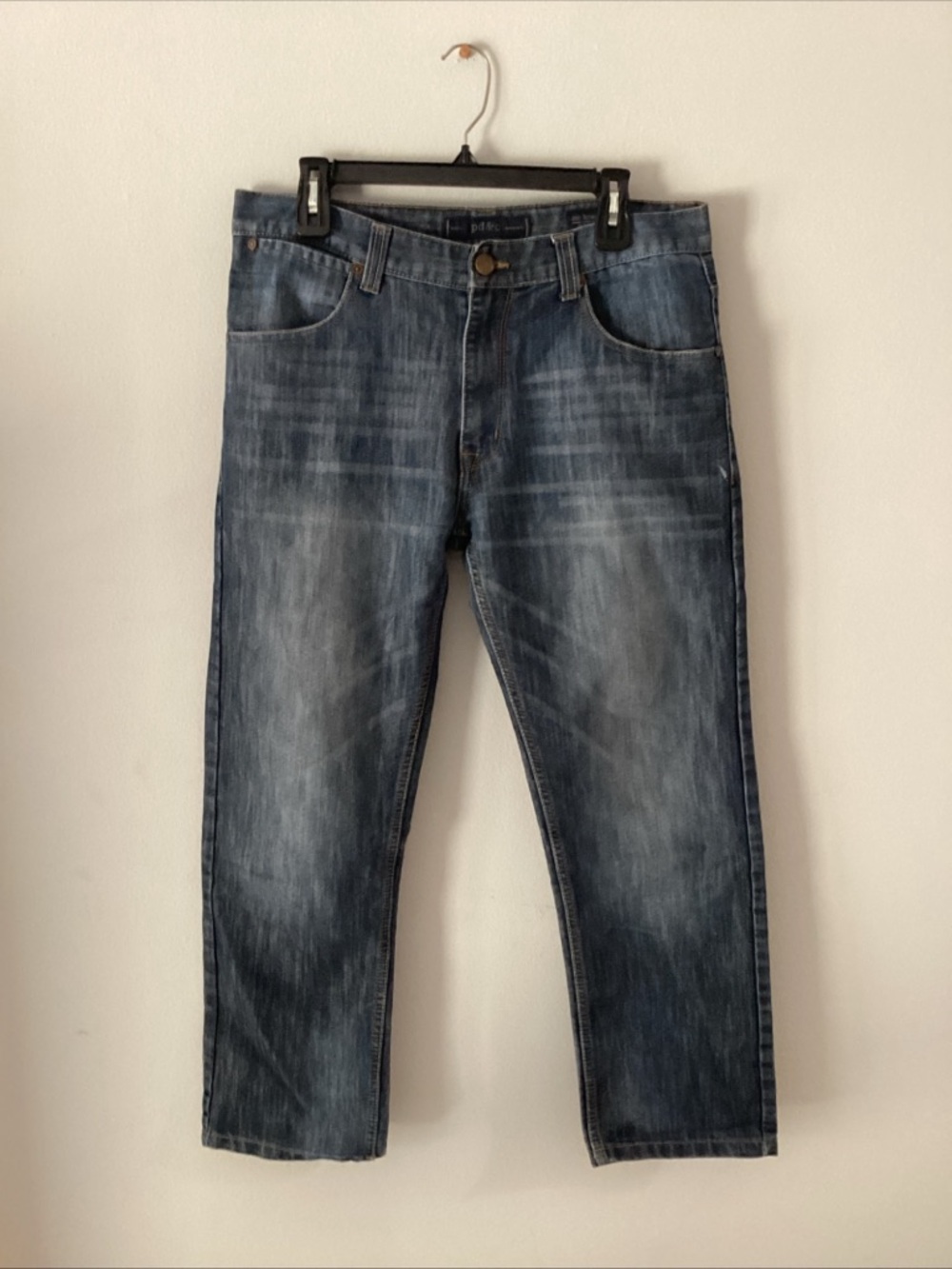 PD&C Men's Faded Blue Straight Jeans